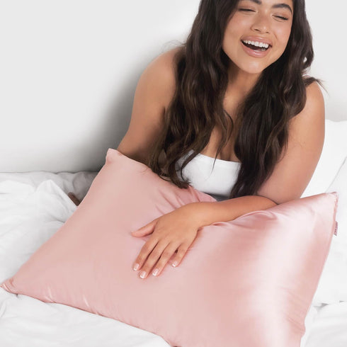 Kitsch Satin Pillowcase with Zipper for Hair & Skin, Queen Size, Blush, Machine Washable, Cooling, Wrinkle-Free