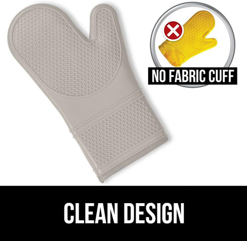 Gorilla Grip Silicone Oven Mitts Set, 12.5 in, Almond - Heat & Slip Resistant, Waterproof, BPA-Free, Cotton Lining