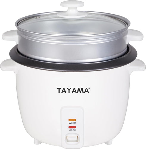 Tayama Rice Cooker with Steam Tray 8 Cups, White (RC-8R)
