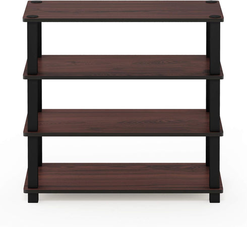 Furinno Turn-S-Tube 4-Tier Shoe Rack, Dark Cherry/Black