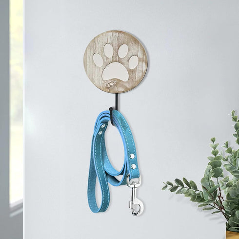 Vintage Style Dog Paw Wall Mounted Hooks, Rustic Farmhouse Leash Holder for Dog Leash on Wall