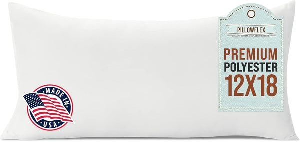 Pillowflex Premium Polyester Throw Pillow Insert - 12x18 - Ultra Soft Large Rectangle Pillow, Couch Sham, 1 Soft