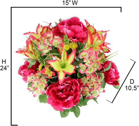 Admired By Nature 24 Stem Artificial Flowers - Mixed Bush for Home & Wedding Decoration