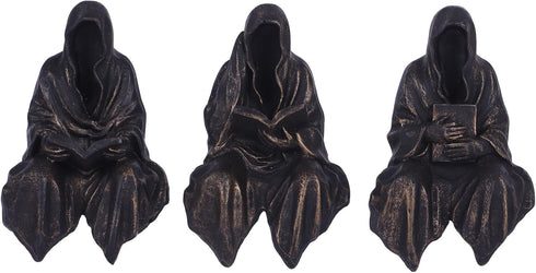Set 3, Reading Statue Suriel Bookshelf Figure of Gothic Fantasy Black Robe Statue, Mystery Reading Figurines Sitting
