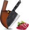 Dream Reach Forging Serbian Chef Knife - Full Tang High Carbon Clad Steel Almasi Butcher Cleaver with Leather Sheath