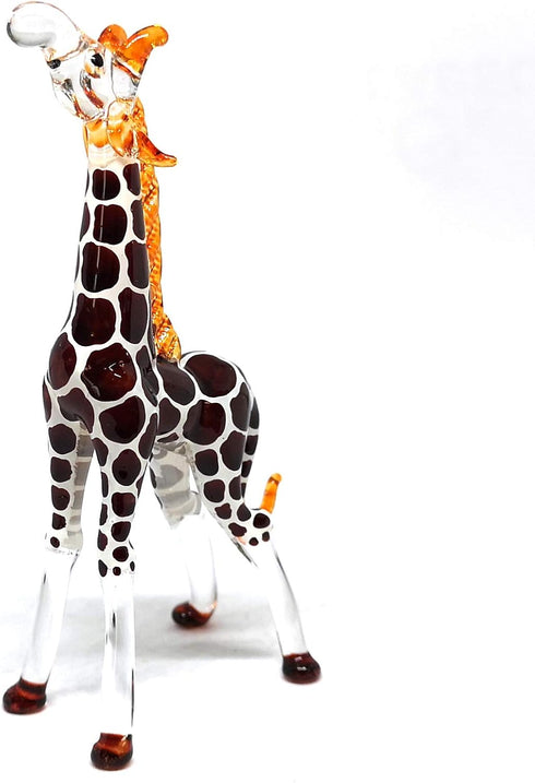 ZOOCRAFT Collectible Glass Giraffe Figurine - Hand Blown Safari Miniature Animal Home Decoration Statue
