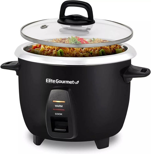 Elite Gourmet ERC2010B Electric Rice Cooker with Stainless Steel Inner Pot Makes