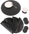 Faux Leather Round Placemats and Coasters, Disko Table Mats and Drink Spills Coasters, Diameter 13'' and 3.9''