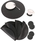 Faux Leather Round Placemats and Coasters, Disko Table Mats and Drink Spills Coasters, Diameter 13'' and 3.9''
