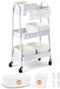 3-Tier Rolling Utility Cart with 4 Woven Baskets, Diaper Book Snack Cart,