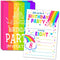 ukebobo Rainbow Happy Birthday Party Invitations for Child’s 8th Birthday – 20 Colorful Cards with Envelopes