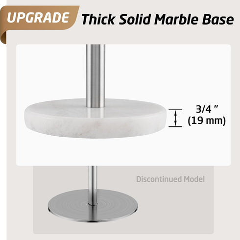 KES Paper Towel Holder Countertop, Natural Marble Base SUS304 Stainless Steel Roll Holder for Standard or Jumbo Rolls