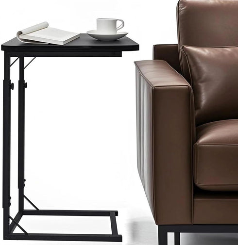 Premium Adjustable C Shaped End Table, Mini Side Tables for Couch and Sofa, Small Coffee Table with Metal Frame