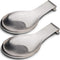 Stainless Steel Spoon Rest Holder, Spatula Ladle Holder, Brushed Finish, Dishwasher Safe, 9.8 x 3.7 Inch (Silver, 2PCS)