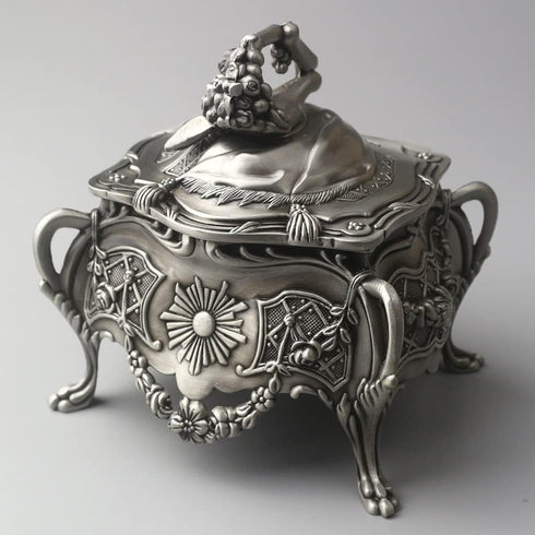 ROSIKING Emboss Alloy Metal Music Box Wind Up Antique Jewelry Musical Boxes