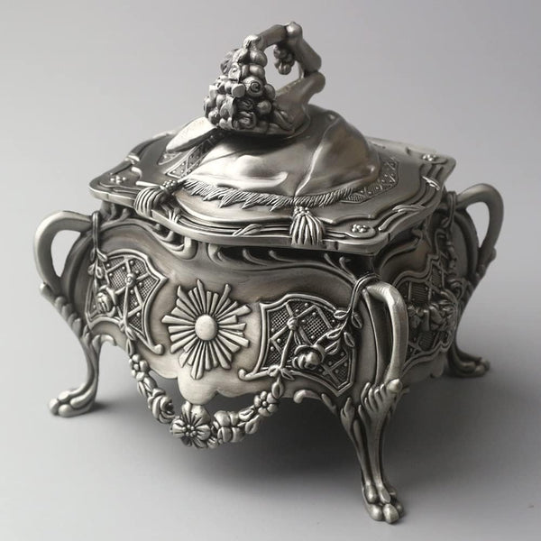 ROSIKING Emboss Alloy Metal Music Box Wind Up Antique Jewelry Musical Boxes
