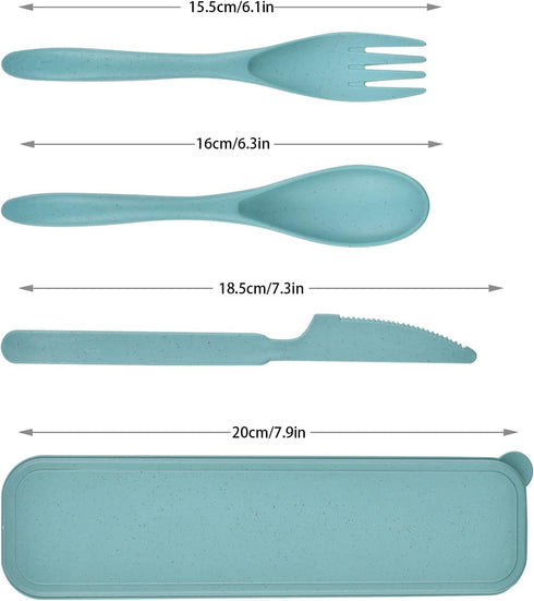 Reusable Wheat Straw Cutlery with Case, Portable Dark Utensils Set for Adults, Tableware Camping Cutlery Set for 4 People, Travel Utensils Set for Kitchens, Dishwasher Safe by Lnrkai