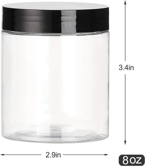 8 OZ Plastic Jars with Lids - 24 Pack Clear Containers for Kitchen and Household Food Storage, BPA Free