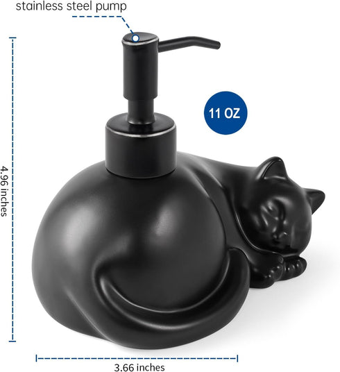 Cat Shape Soap/Lotion/Hand Sanitizer Stainless Steel Pump Dispenser Gifts for Cat Lovers, Refillable for Cute Kitchen