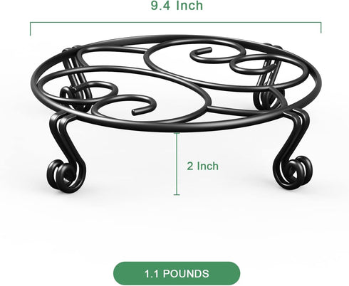 2 Pack (9.4Inches, Yimobra Plant Stand for Flower Pot Heavy Duty Potted Holder Indoor Outdoor Metal Rustproof Iron