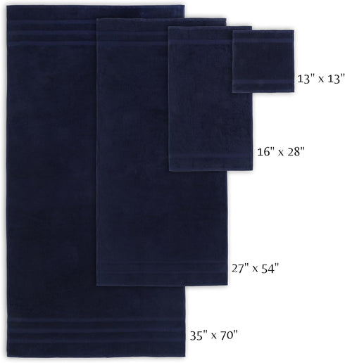 Set 3 1 1 1 Sets SOFE H&L | Olea Luxury Turkish Cotton Bath Towels of : Bath Towel, Hand Towel, Wash Cloths, Navy