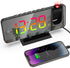 Projection Alarm Clock for Bedroom Ceiling, 180° Rotatable Projector, 7.4” Mirror RGB Digital LED Display, Dual Alarm