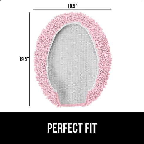GORILLA GRIP Soft Chenille Bathroom Toilet Lid Cover - Machine Washable, Light Pink, Fits Most Lids, 19.5x18.5