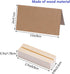 20 Pieces Rustic Wooden Place Card Holders with Brown Paper Cards for Wedding Reception Party Decoration, 2.75inch