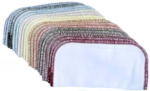 Gina's Soft Cloth Shop 2 Ply 8x8 Inches White Cotton Birdseye Wipes Set of 20 with Earth Tone Edging, Made in the USA