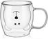 Patelai Cute Bear Tea Cup, Double Wall Glass Milk Coffee Mug with Handle, Insulated Birthday Gift for Women Men (White)