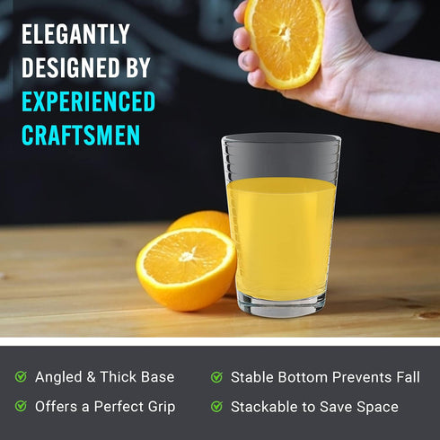 Juice Glasses Set of 4, 7 oz. Durable Drinking Tumblers for Soda, Water, Milk, and Spirits, Dishwasher Safe