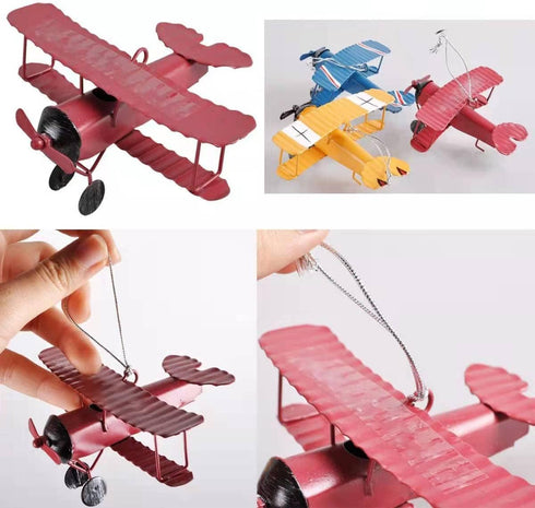 TTKBHHQ 3pc Vintage Metal Planes Model Iron Retro Aircraft Glider Biplane Pendant Model Airplane,Christmas,Home