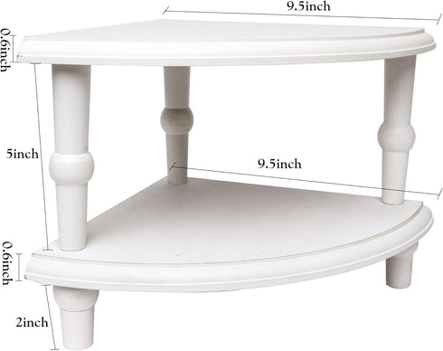 Rustic White Corner Counter Shelf, Stackable 2 Pack Farmhouse Organizer for Bathroom, Kitchen, and Coffee Bar Decor