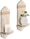 Wall Candle Sconces Set of Two, Rustic Washable White Wood Wall Candle