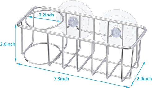 Sink Caddy Sponge Holder for Kitchen Sink, 2 Suspension Options, SUS304 Stainless Steel (Silver)