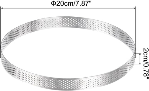 uxcell 2pcs Stainless Steel Cake Rings for Baking, Perforated Cake Mousse Ring Kitchen Baking Heat-Resistant 7.8" Diameter, 0.8" Height,for Cake Dessert, Silver