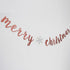 Rose Gold Glitter Merry Christmas Banner - Great for Holiday Home Mantle Fireplace Party Decorations