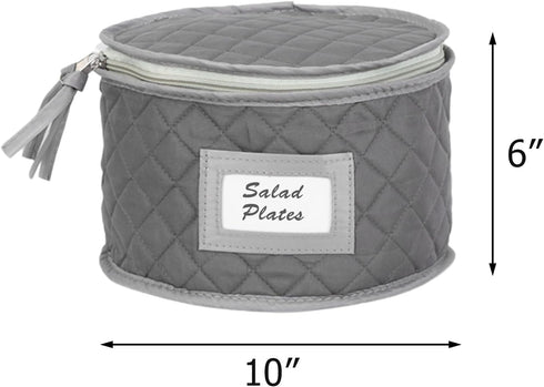 Gray China Storage Case for Salad Plates, 10" W x 6" H, Includes 12 Felt Separators, Stackable with Padded Interior
