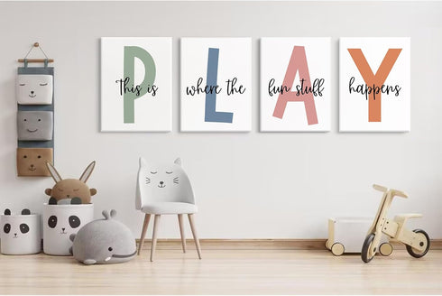 Baccone 12x16 Inch Set 4 Kids Playroom Wall Art Boys Room Wall Decor Childrens Playroom Canvas Prints Baby Boy Kids