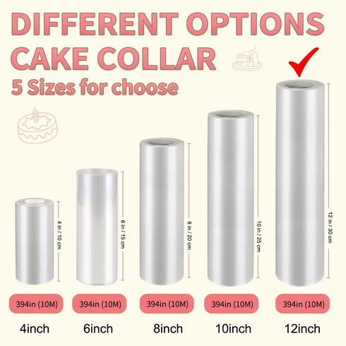 BYKITCHEN Cake Collar, 12 Inch Acetate Cake Collars, Large Clear Acetate Sheets for Chocolate Mousse DIY Cake Wrapping Decorating Baking (Length 394inch)