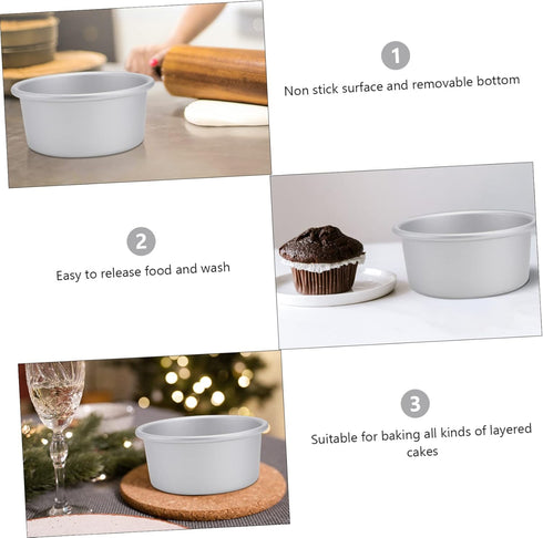 PRETYZOOM 3pcs 5 Inch Nonstick Toaster Oven Pan, Anodized Aluminum Cake Pan for Layer Cakes