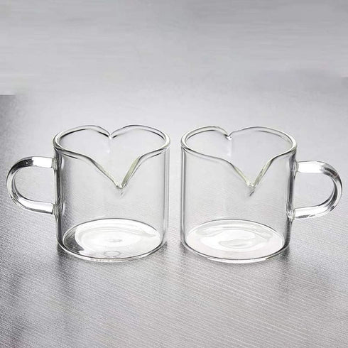 BCnmviku Clear Glass Shot Glasses Espresso Parts Double Spouts Milk Cup (Clear Glass-2Pack)