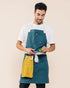 Caldo Daily Cotton Kitchen Apron for Cooking - Adjustable Straps with Pockets and Towel Loop, Spruce