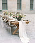 10Ft 1 Piece White Chiffon Table Runner - 27x120 Inches Sheer Chiffon Fabric for Bridal Party Decorations