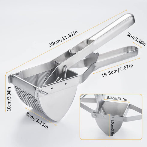 Potato Ricer Good Grip, Potato Masher Stainless Steel Professional Masher Kitchen Tool Fruit Press Baby Food Masher