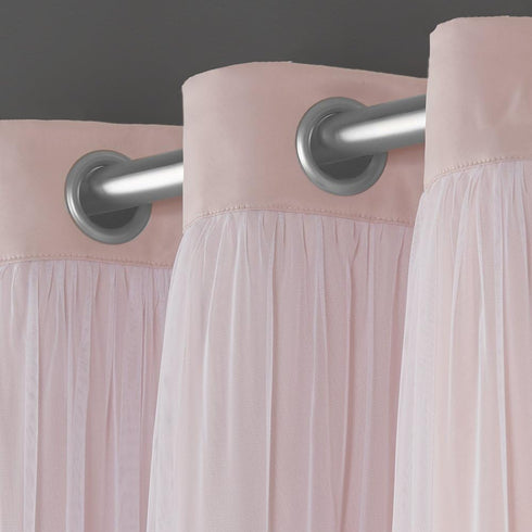 TOWN & COUNTRY LUXE Grommet 2-Pack Set, 52"x96", Talia Double Layer Indoor Curtains, Sheer and Room Darkening Blackout