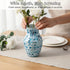 8 Inch Blue Vases for Home Decor, Light Blue Mosaic Vase, Decorative Glass Flower Vases for Centerpieces Living Room
