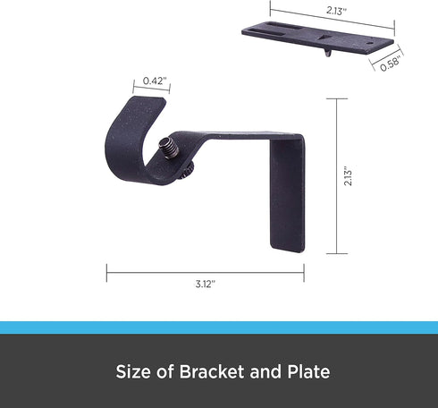 Kenney Fast Fit 5/8" No Measure Curtain Rod Brackets in Matte Black