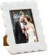 Yalikop Scalloped Marble Picture Frame Display Photos Tabletop Display White Frame Home