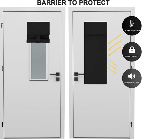 Soft Blackout French Door Curtains for Privacy, Block Out Light, Thermal Insulated Room Darkening, Easy Install (Black,